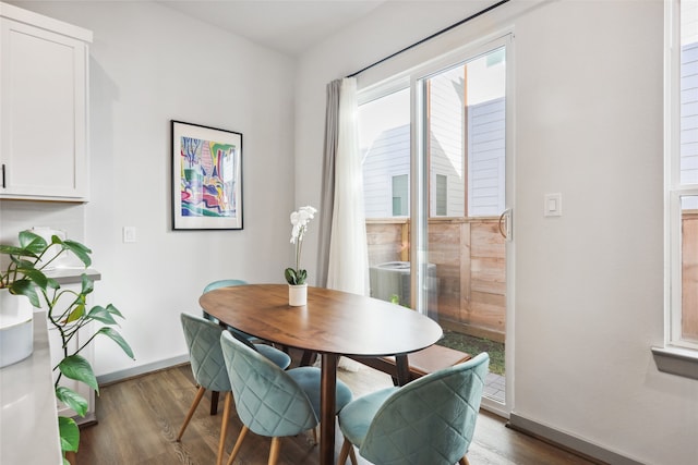 dining room with hardwood / wood-style flooring