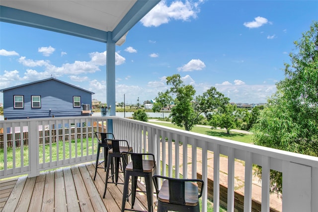 deck with a lawn