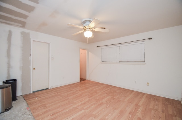 interior space featuring ceiling fan and light hardwood / wood-style floors