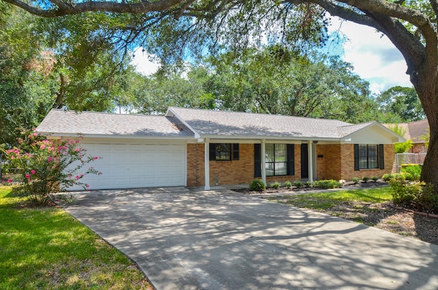 single story home with a garage