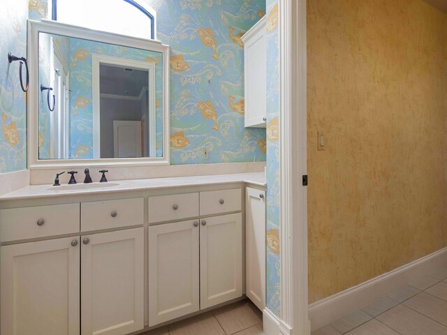 bathroom featuring vanity and tile patterned flooring