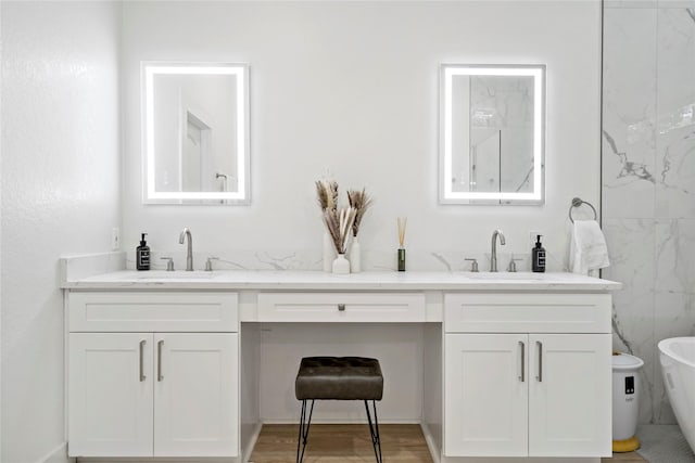 506 E Evergreen St, San Antonio, TX 78212 - bathroom featuring double vanity and a soaking tub