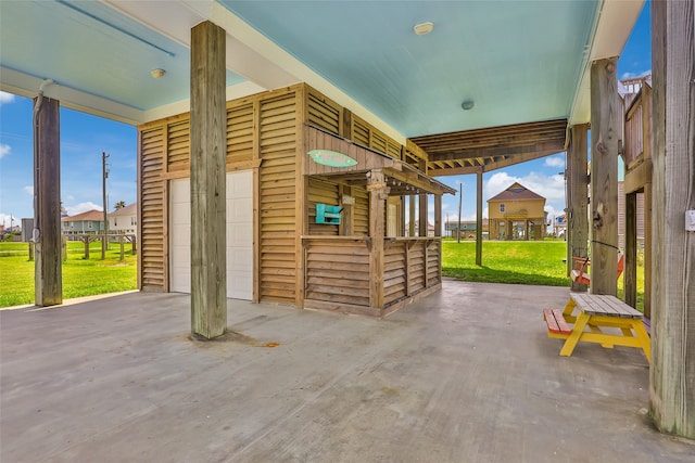 view of patio / terrace with an outdoor structure