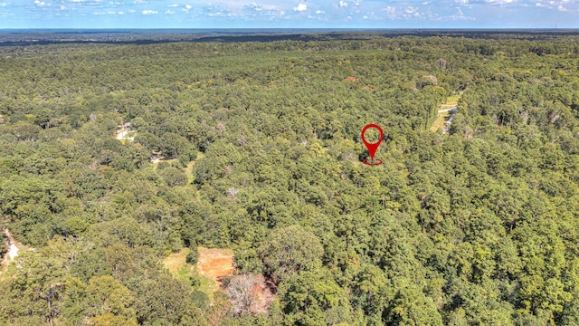 birds eye view of property featuring a view of trees