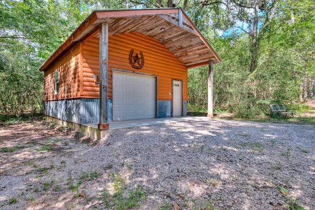 view of garage