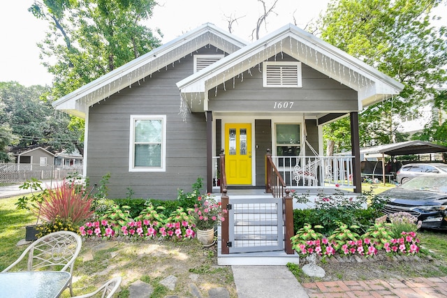 bungalow-style home featuring a porch