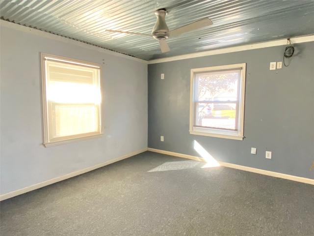 unfurnished room with ceiling fan