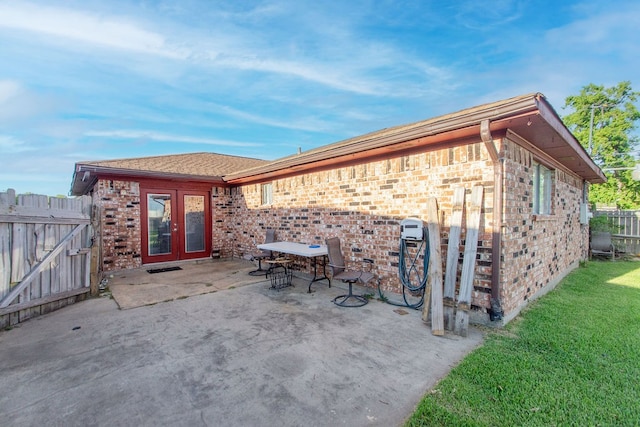 exterior space featuring french doors