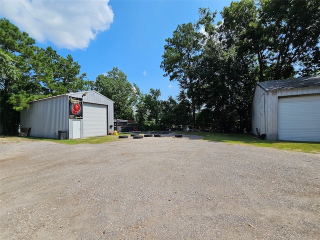 exterior space with a garage