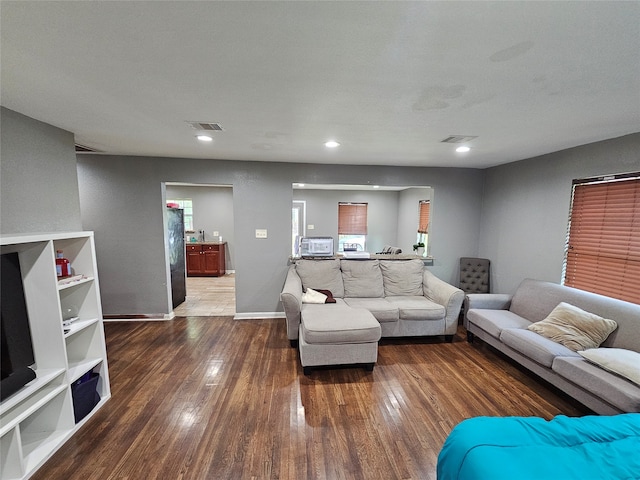 living room featuring hardwood / wood-style flooring