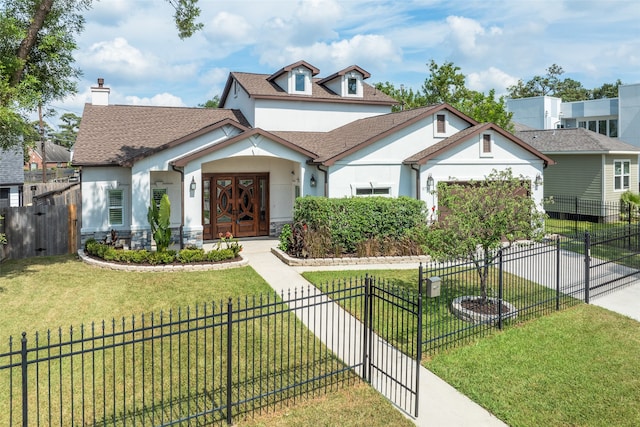 view of front of house featuring a front lawn