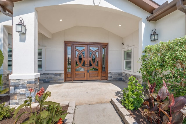 view of exterior entry with french doors