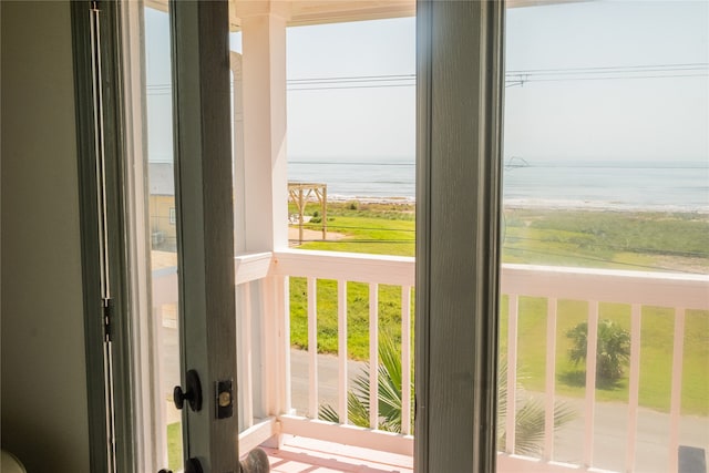 doorway with a water view