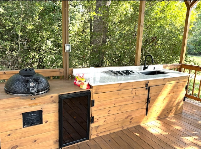 wooden deck with sink