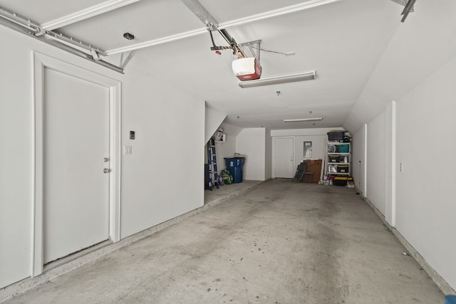 garage with a garage door opener