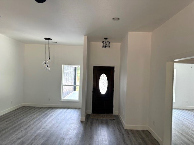 entrance foyer featuring dark hardwood / wood-style flooring