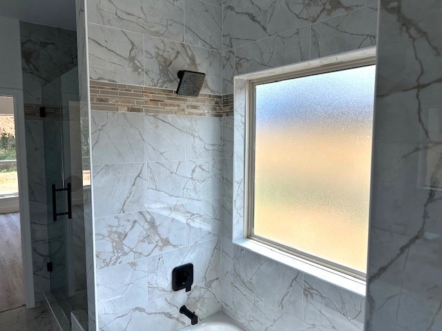 24629 Waterford St, Hempstead, TX 77445 - bathroom with a marble finish shower and a bathtub