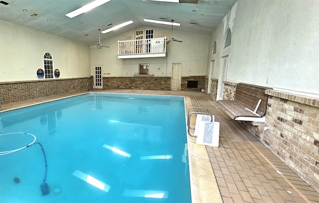 view of pool with ceiling fan