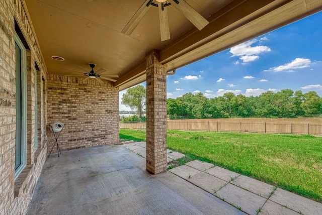 view of patio / terrace with ceiling fan