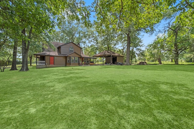 view of yard with a gazebo