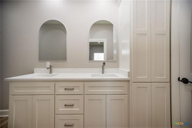 bathroom with dual bowl vanity