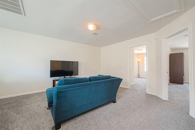 living room with carpet flooring