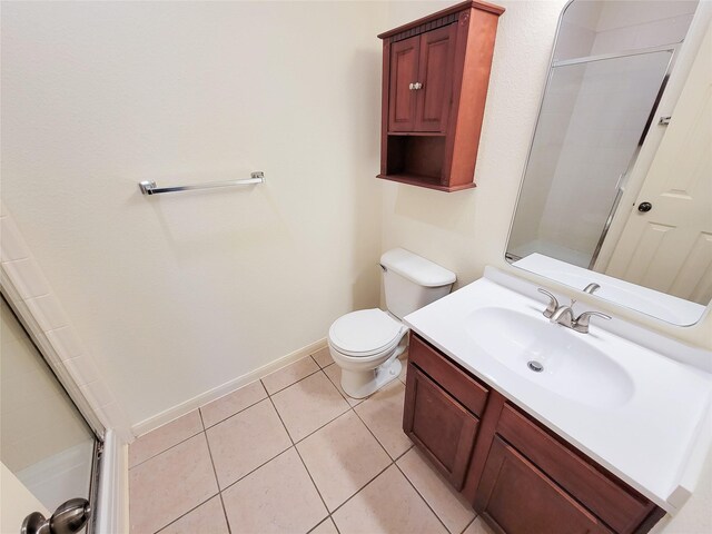 bathroom with tile patterned floors, toilet, and vanity