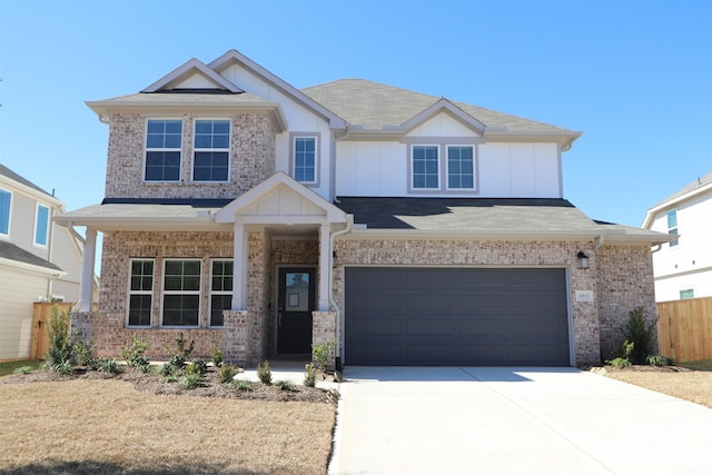 craftsman inspired home featuring a garage