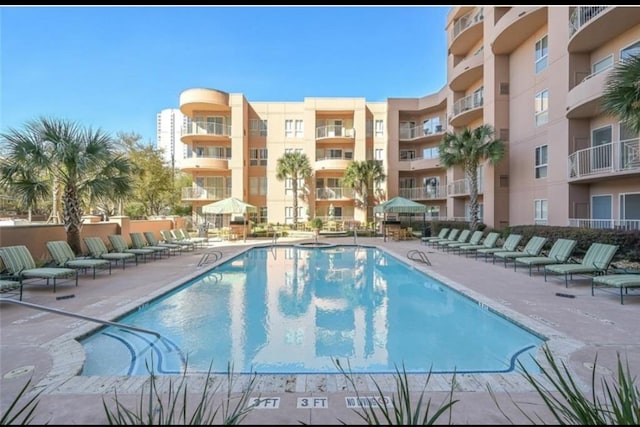 view of pool with a patio