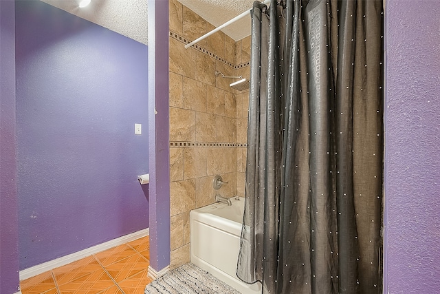 bathroom featuring tile patterned flooring and shower / bath combination with curtain