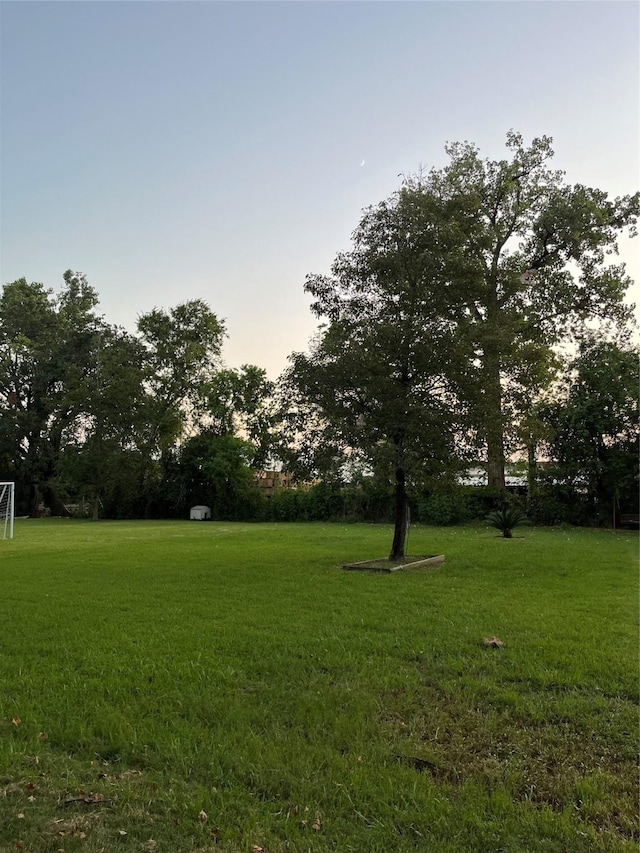 view of yard at dusk