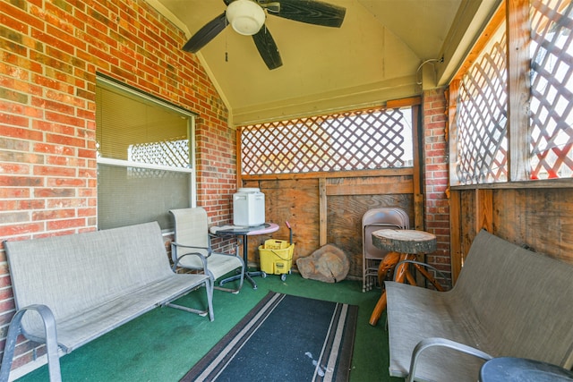 view of patio featuring ceiling fan