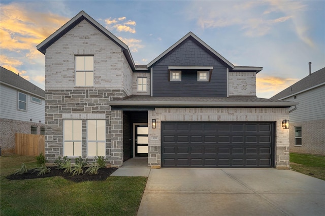 view of front of house with a garage