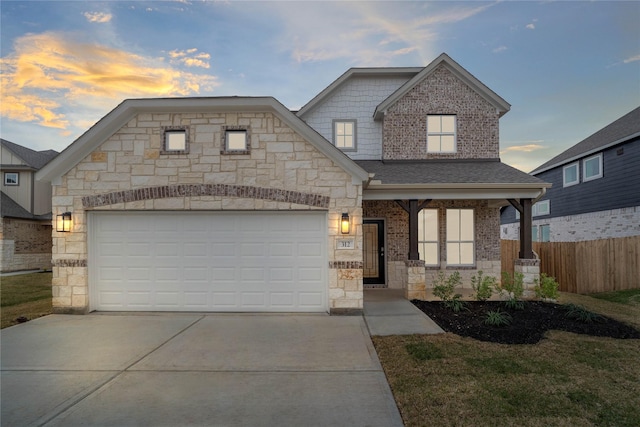 view of front facade featuring a garage