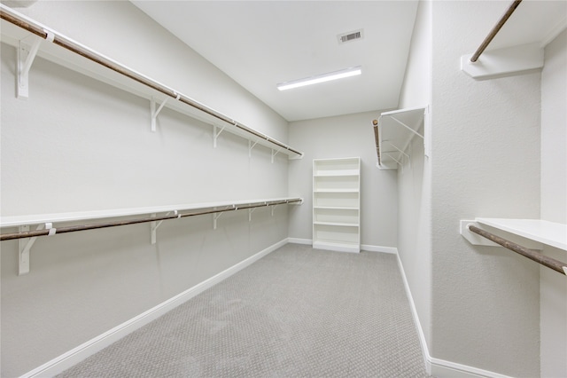 spacious closet featuring light carpet