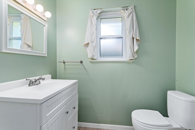 bathroom with toilet and vanity