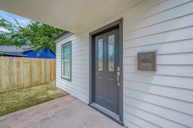 doorway to property featuring a patio