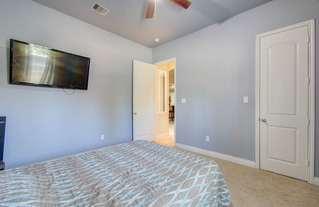 unfurnished bedroom with carpet flooring and ceiling fan