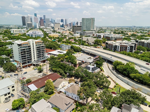 bird's eye view with a city view