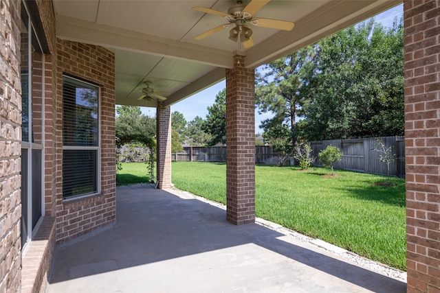 view of patio / terrace with ceiling fan