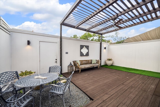 deck featuring a pergola