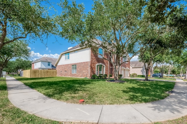 view of property exterior featuring a garage and a yard