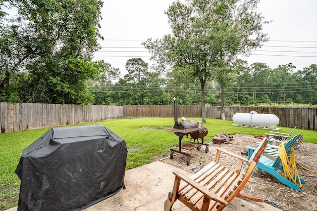 view of patio / terrace featuring a fire pit and grilling area