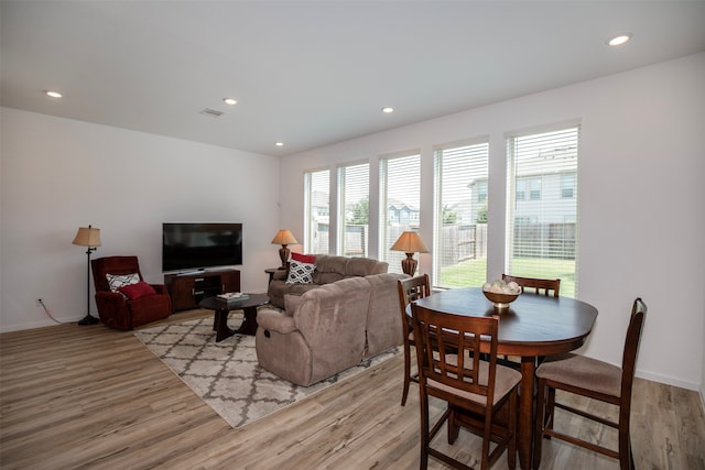 living room featuring light hardwood / wood-style floors