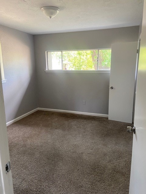 carpeted spare room featuring a textured ceiling