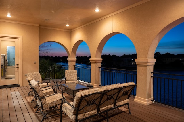 view of deck at dusk