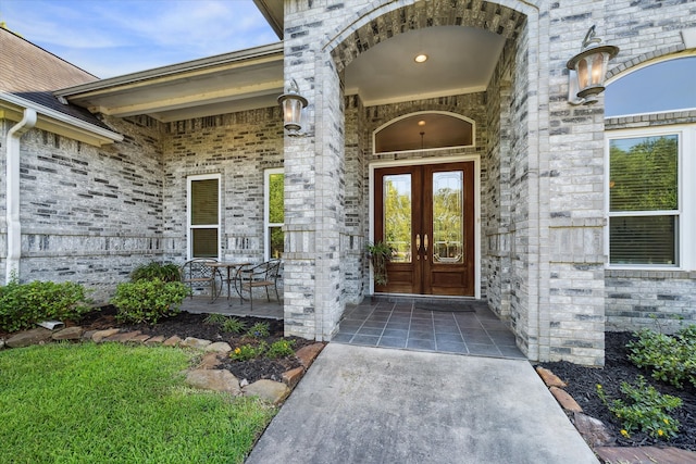 property entrance with french doors