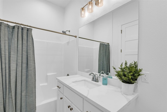 975 Alberdie Dr, Crystal Beach, TX 77650 - full bath with vanity and shower / bath combination with curtain