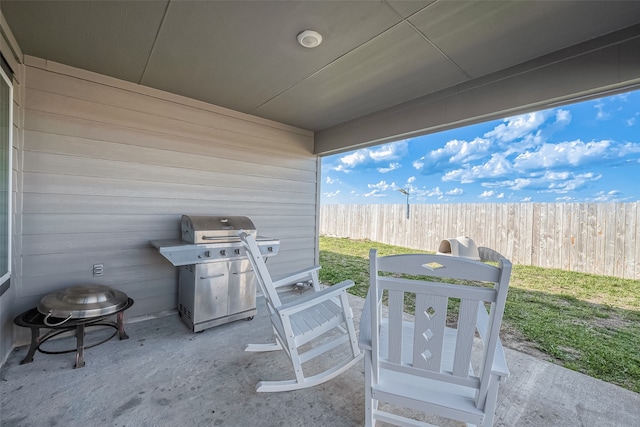 view of patio with area for grilling