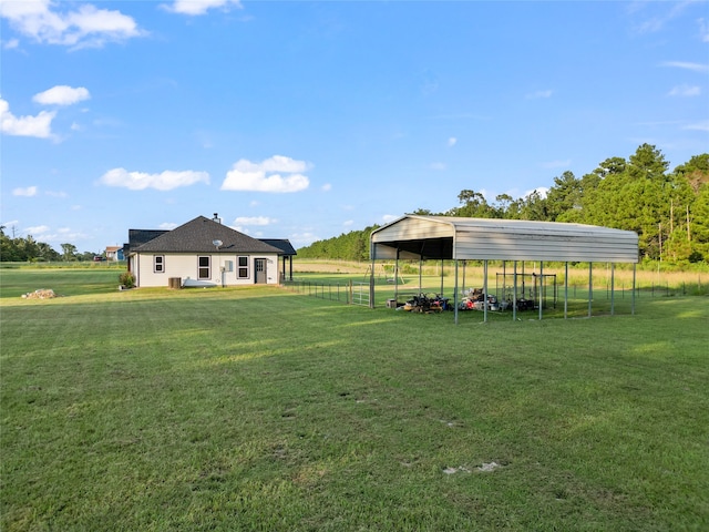 view of yard featuring a carport